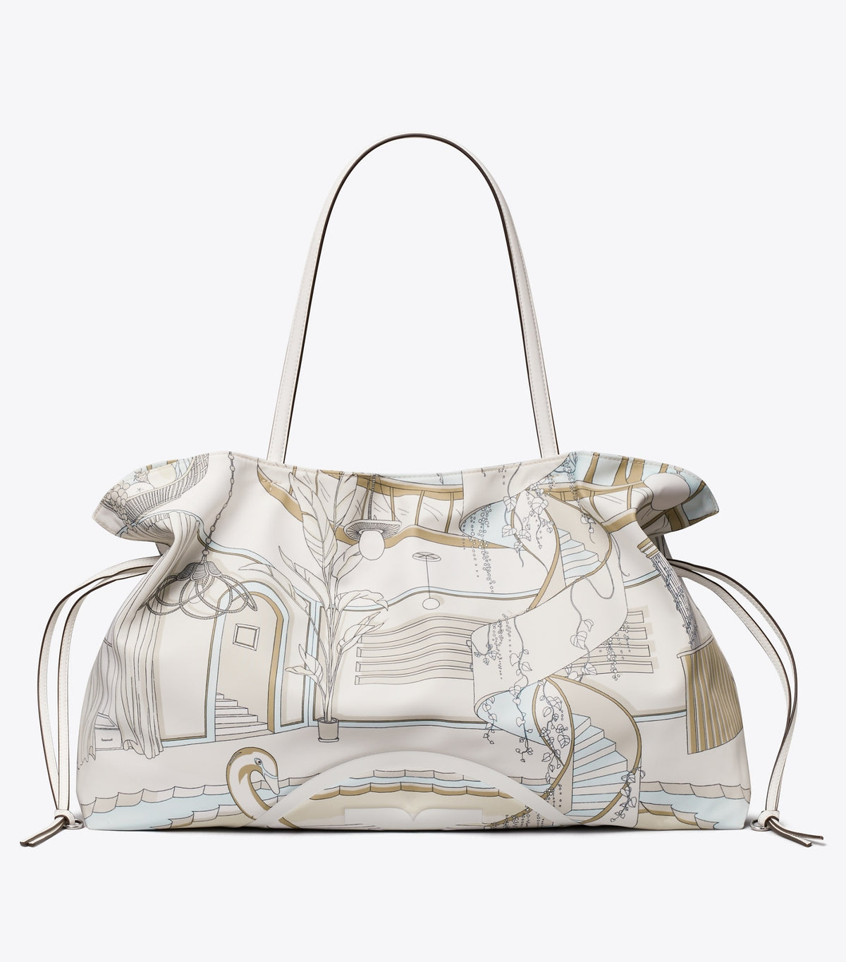 Tory Burch Ella Printed Drawstring Tote - The Pool Beige