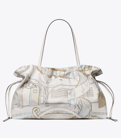 Tory Burch Ella Printed Drawstring Tote - The Pool Beige