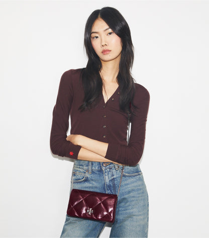 Tory Burch Kira Diamond Quilt Distressed Crossbody - Dark Carmine