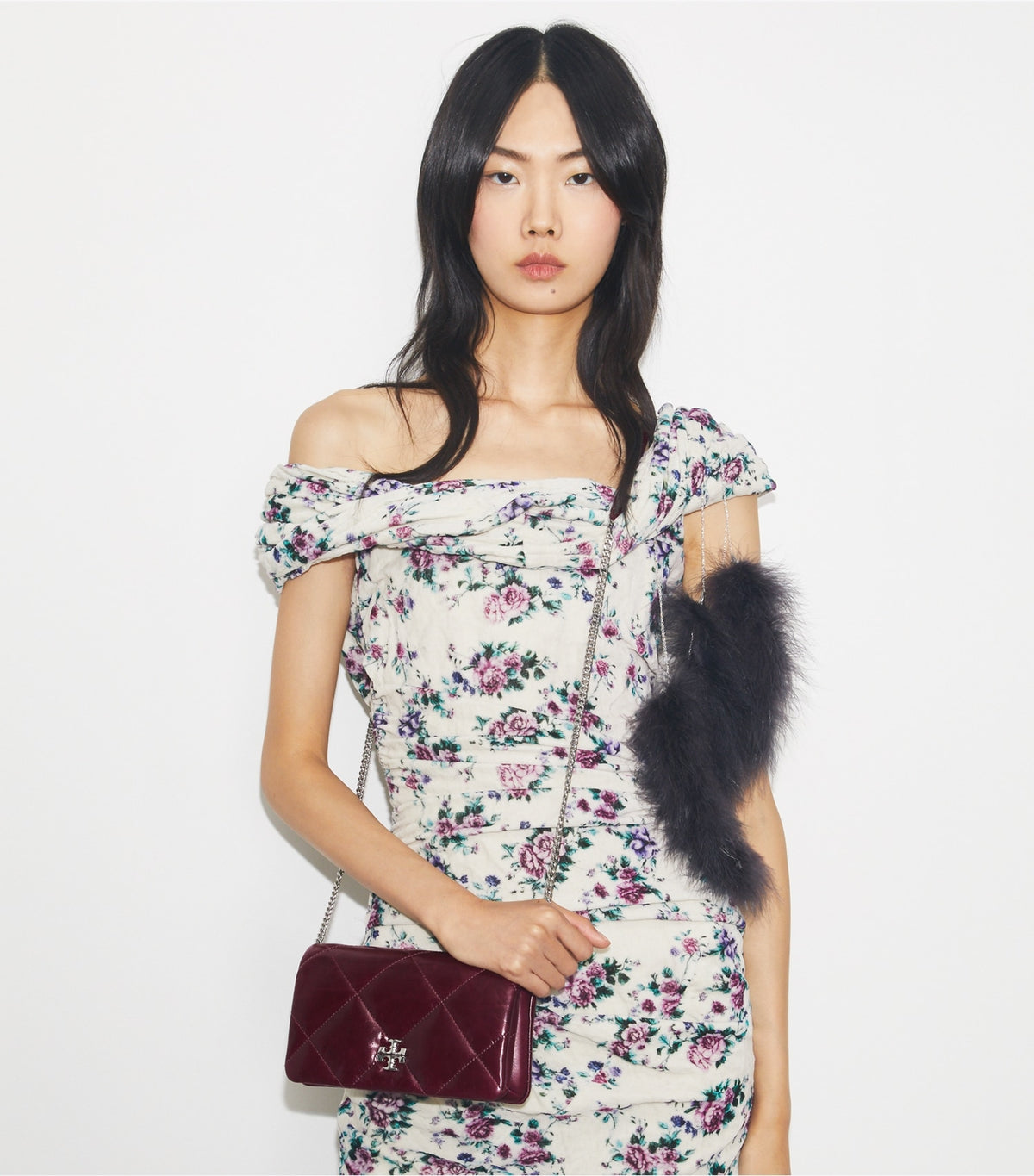 Tory Burch Kira Diamond Quilt Distressed Crossbody - Dark Carmine