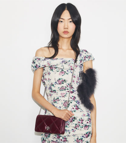 Tory Burch Kira Diamond Quilt Distressed Crossbody - Dark Carmine