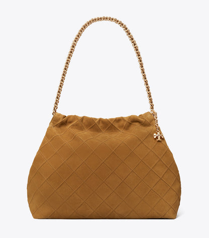 Tory Burch Fleming Soft Suede Hobo Bag - Chicory Brown