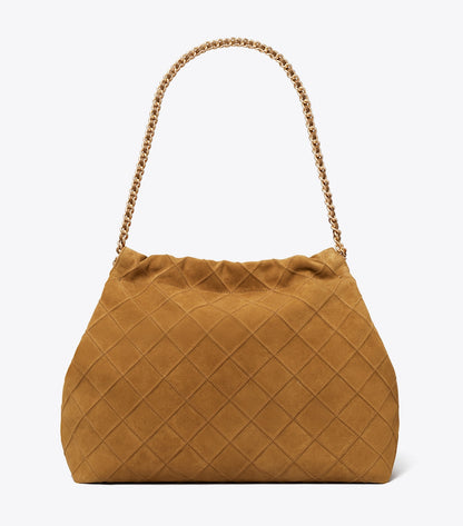 Tory Burch Fleming Soft Suede Hobo Bag - Chicory Brown