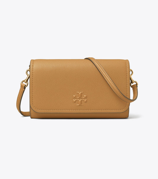 Tory Burch Leather Wallet Crossbody - Tiramisu