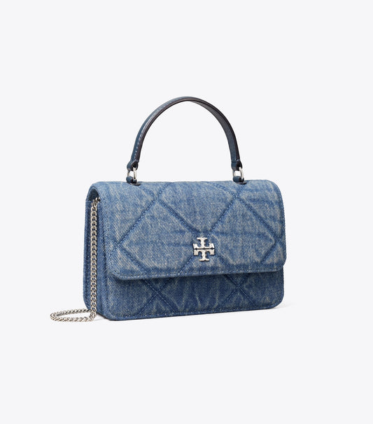 Tory Burch Mini Kira Diamond Quilt Denim Top-Handle Crossbody - Cruise