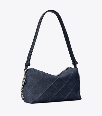 Tory Burch Large Fleming Denim Soft Crossbody Bag - Blue