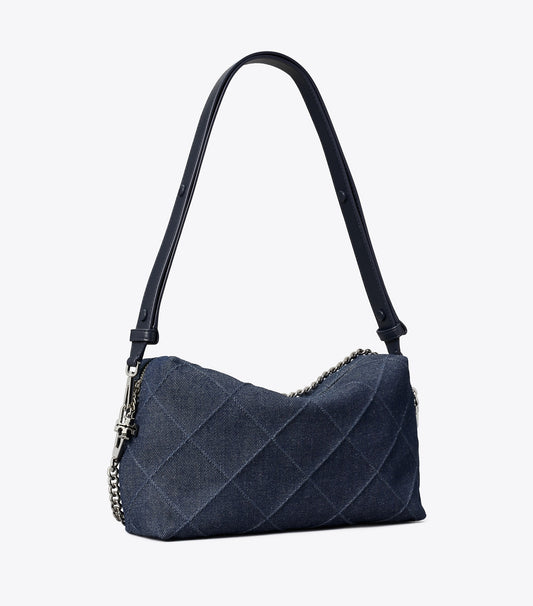 Tory Burch Large Fleming Denim Soft Crossbody Bag - Blue