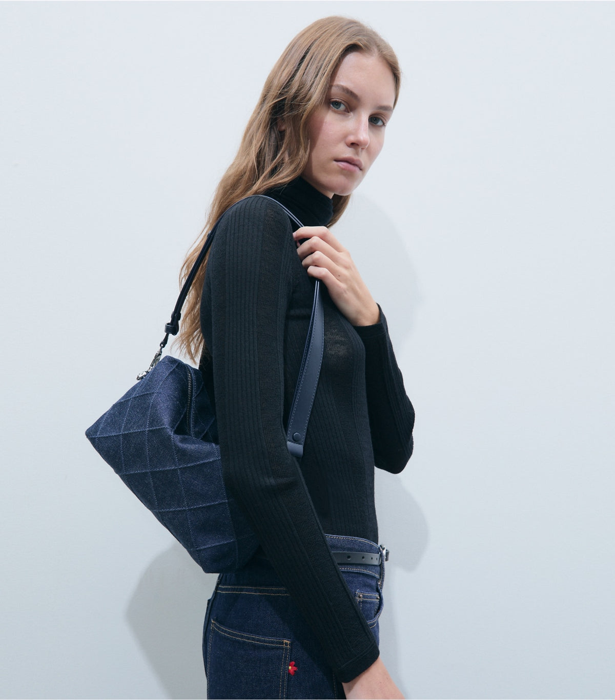 Tory Burch Large Fleming Denim Soft Crossbody Bag - Blue