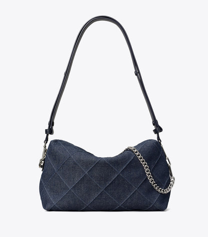 Tory Burch Large Fleming Denim Soft Crossbody Bag - Blue