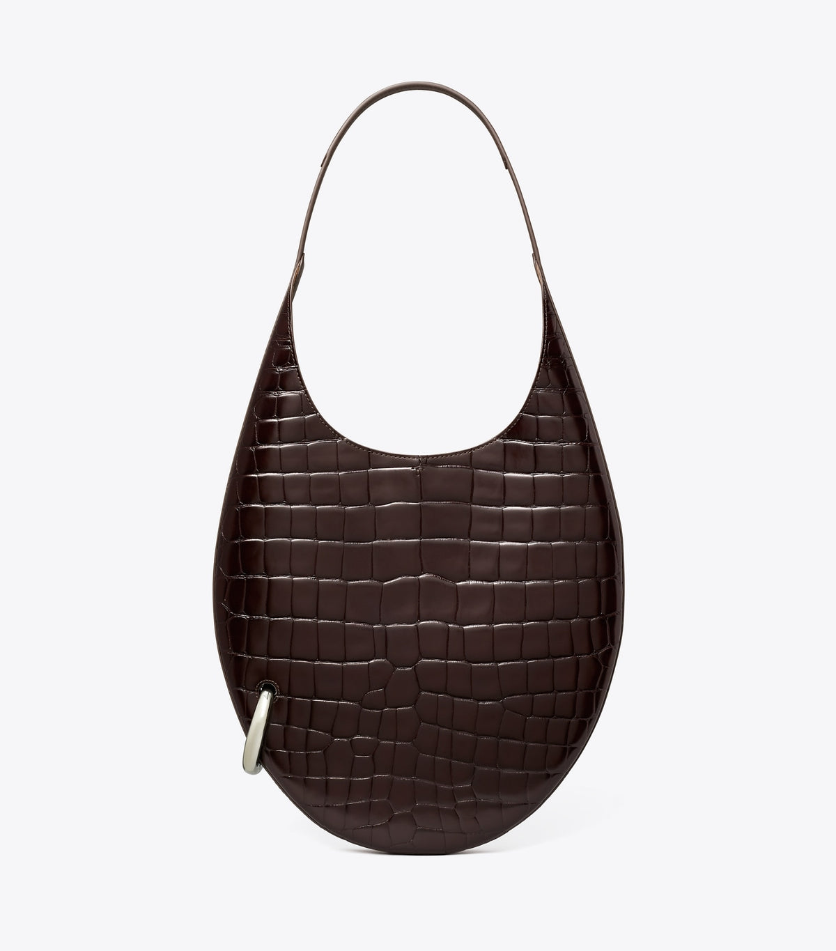 Tory Burch Pierced Croc-Embossed Bag - Dark Cocoa