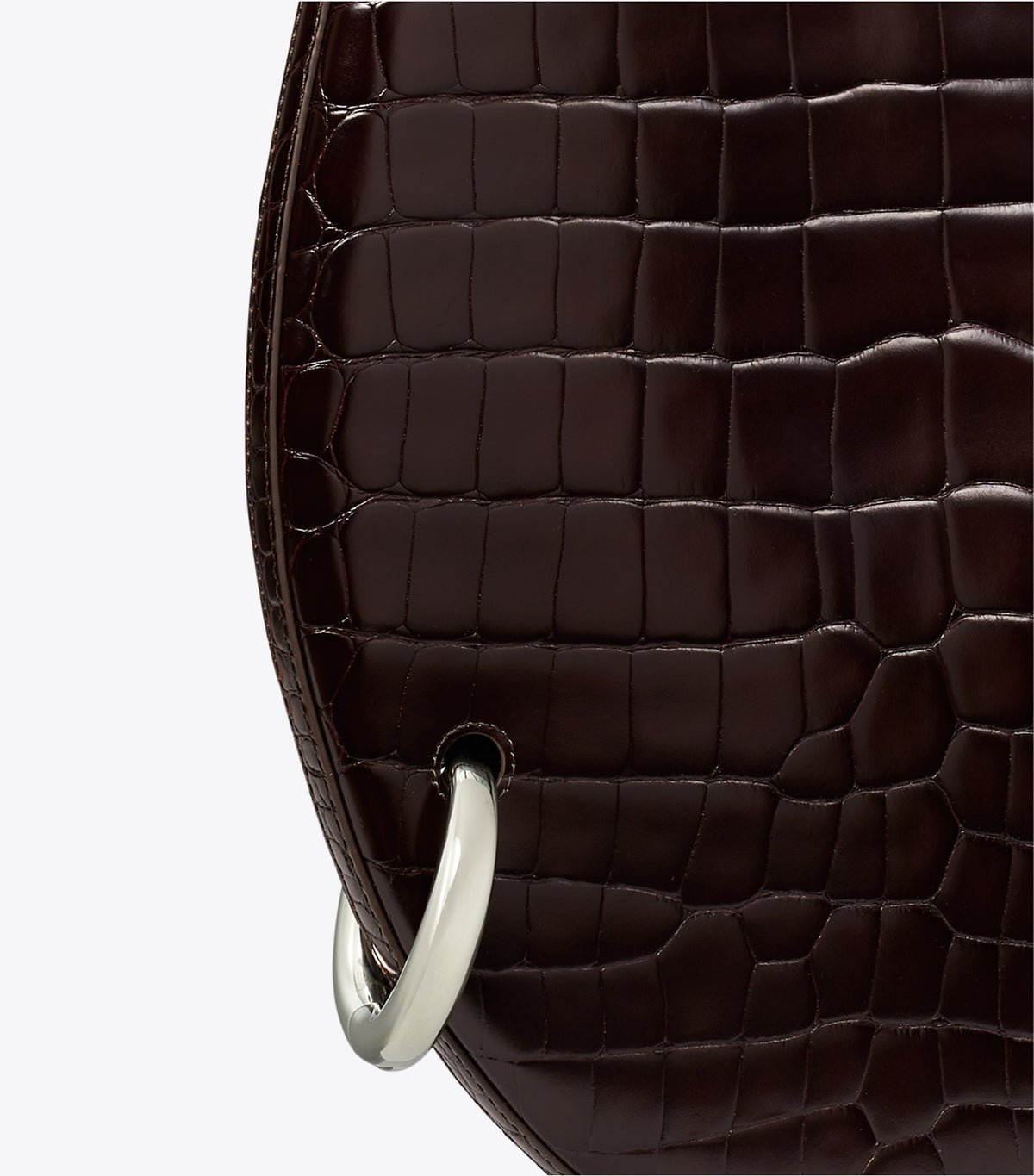 Tory Burch Pierced Croc-Embossed Bag - Dark Cocoa