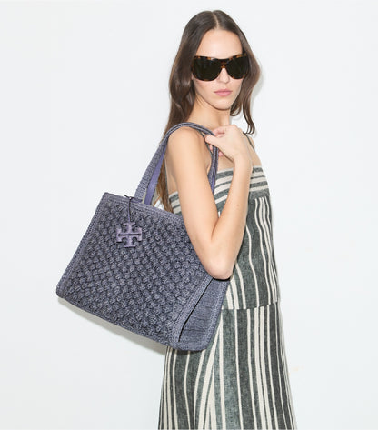 Tory Burch Small Ella Hand-Crocheted Popcorn Tote - Gray