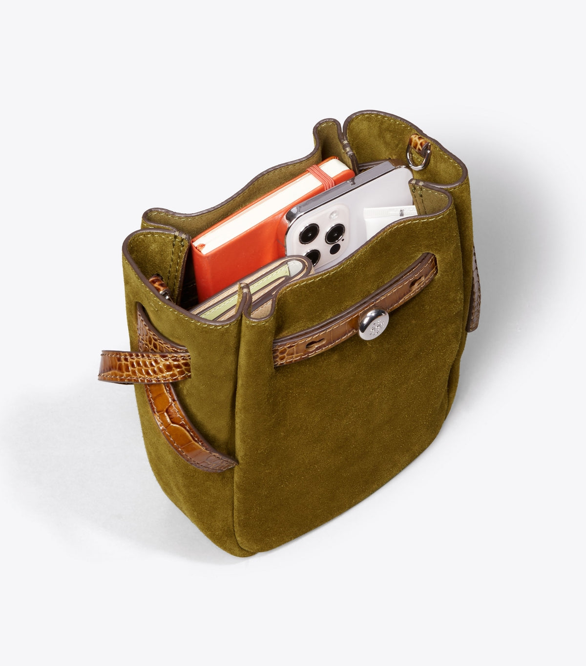 Tory Burch Small Suede Crossbody - Deep Olive