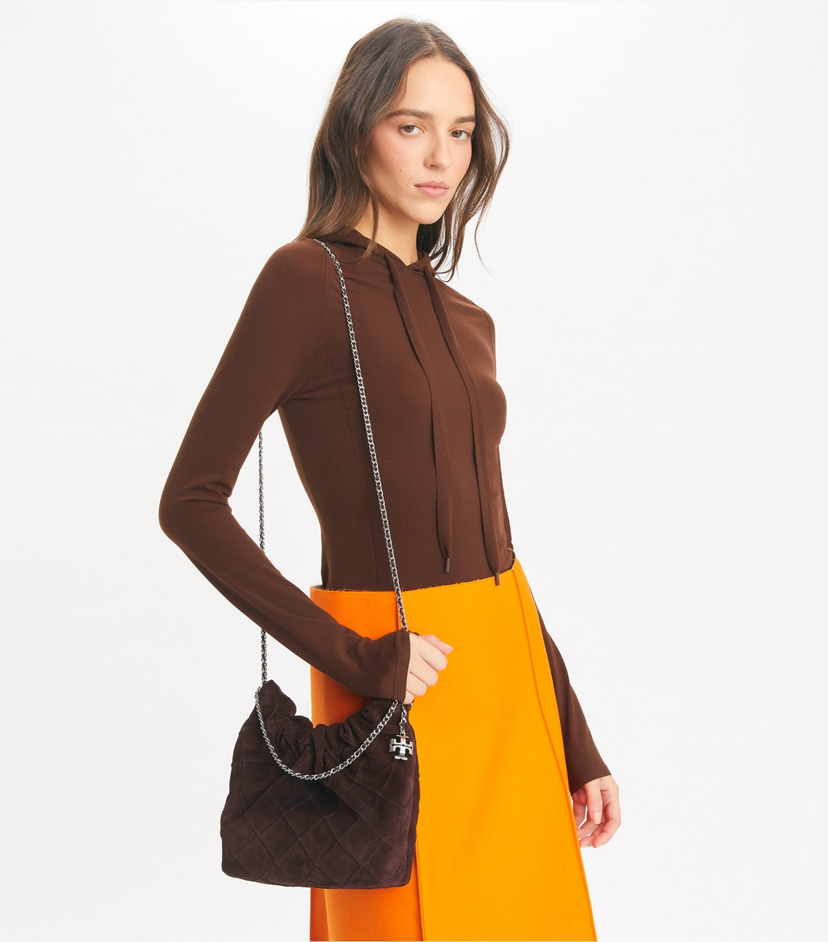 Tory Burch Mini Fleming Soft Suede Hobo Bag - Licorice