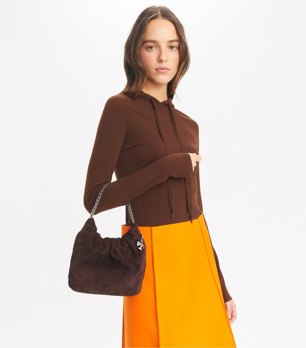 Tory Burch Mini Fleming Soft Suede Hobo Bag - Licorice