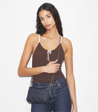 Tory Burch Fleming Denim Soft Crossbody Bag - Blue