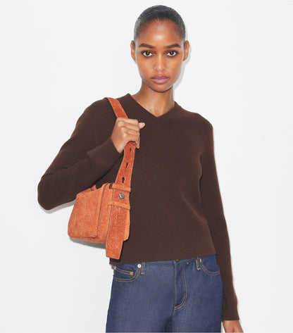 Tory Burch Small Brushed Suede Shoulder Bag - Rough Rust