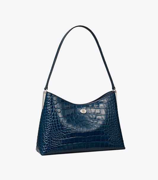 Tory Burch Small Robinson Croc-Embossed Shoulder Bag - Twilight