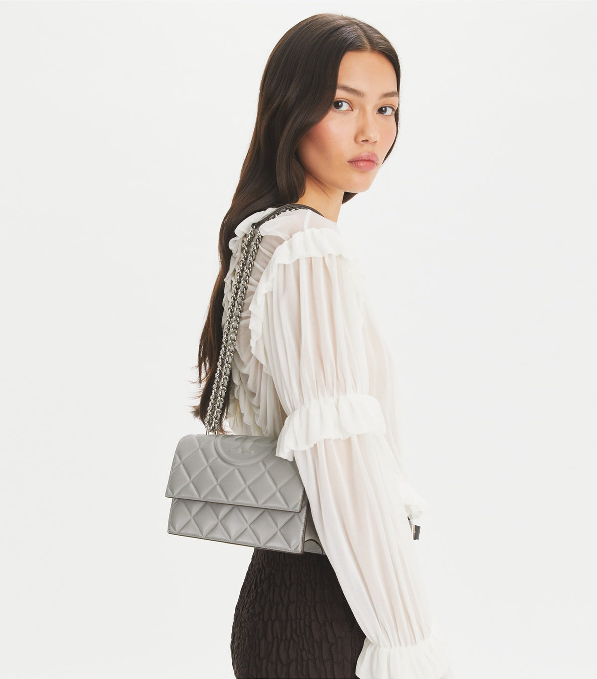 Tory Burch Small Fleming Shoulder Bag - Gray