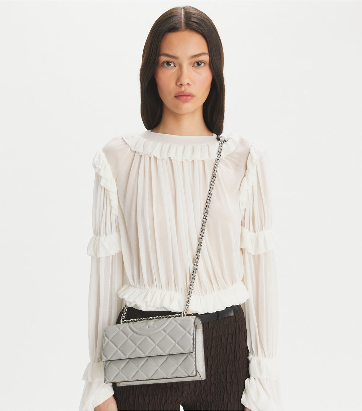 Tory Burch Small Fleming Shoulder Bag - Gray