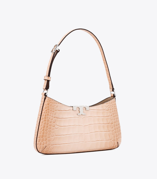 Tory Burch Eleanor Croc Embossed Slim Shoulder Bag - Pale Blush