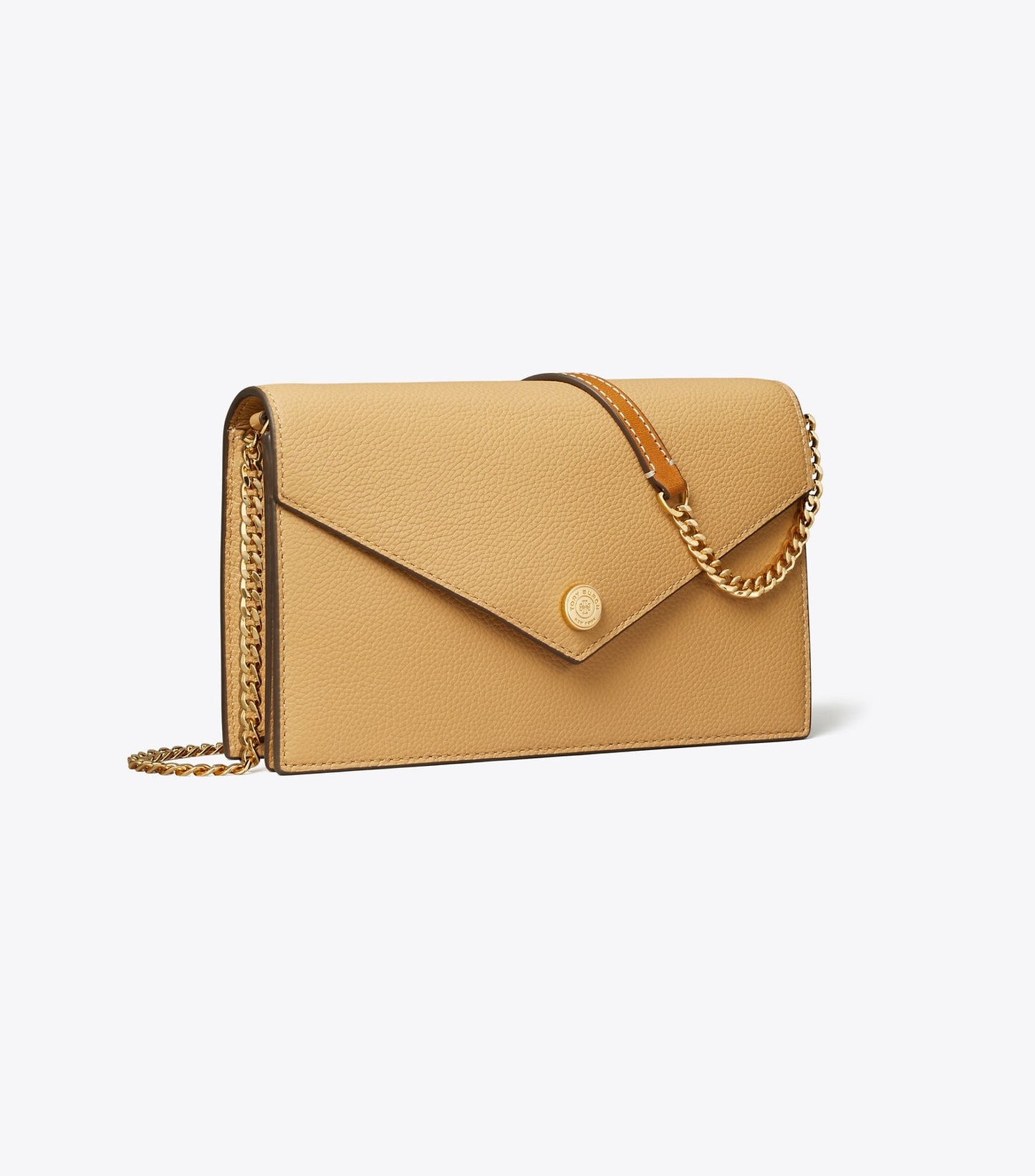 Tory Burch Pebble Envelope Chain Wallet - Biscotti