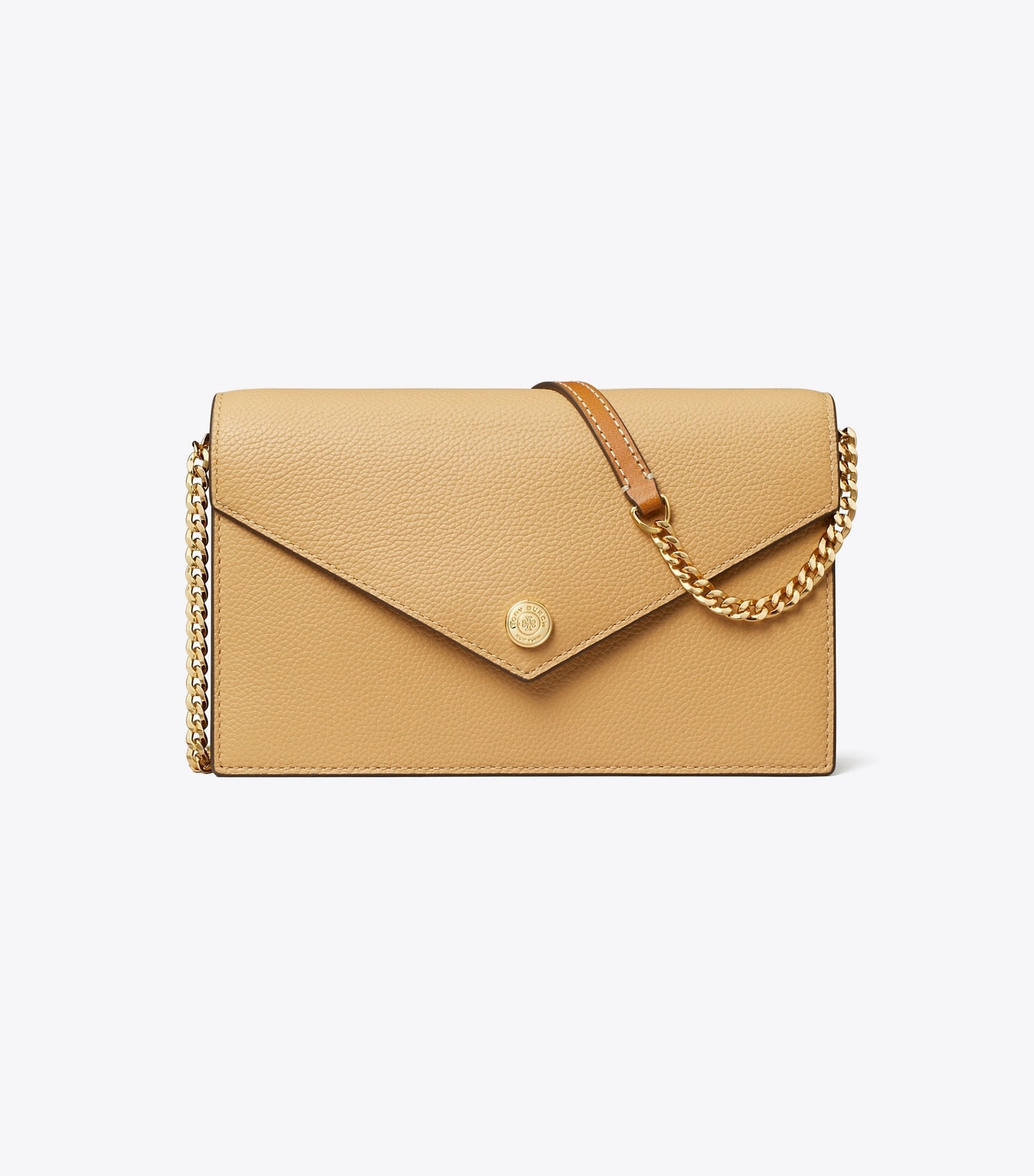 Tory Burch Pebble Envelope Chain Wallet - Biscotti