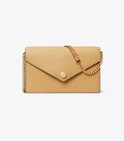 Tory Burch Pebble Envelope Chain Wallet - Biscotti