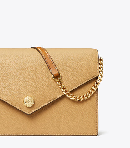 Tory Burch Pebble Envelope Chain Wallet - Biscotti
