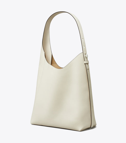 Tory Burch Leather Hobo Bag - Light Cream