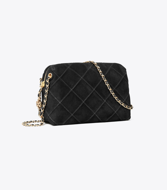 Tory Burch Fleming Soft Suede Crossbody Bag - Black
