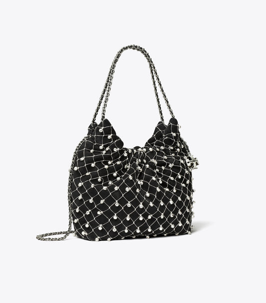 Tory Burch Mini Fleming Bell Hobo Bag - Black