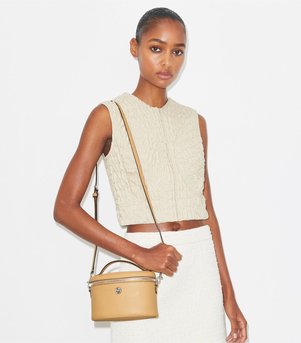 Tory Burch Soft Pebbled Vanity Case - Biscotti