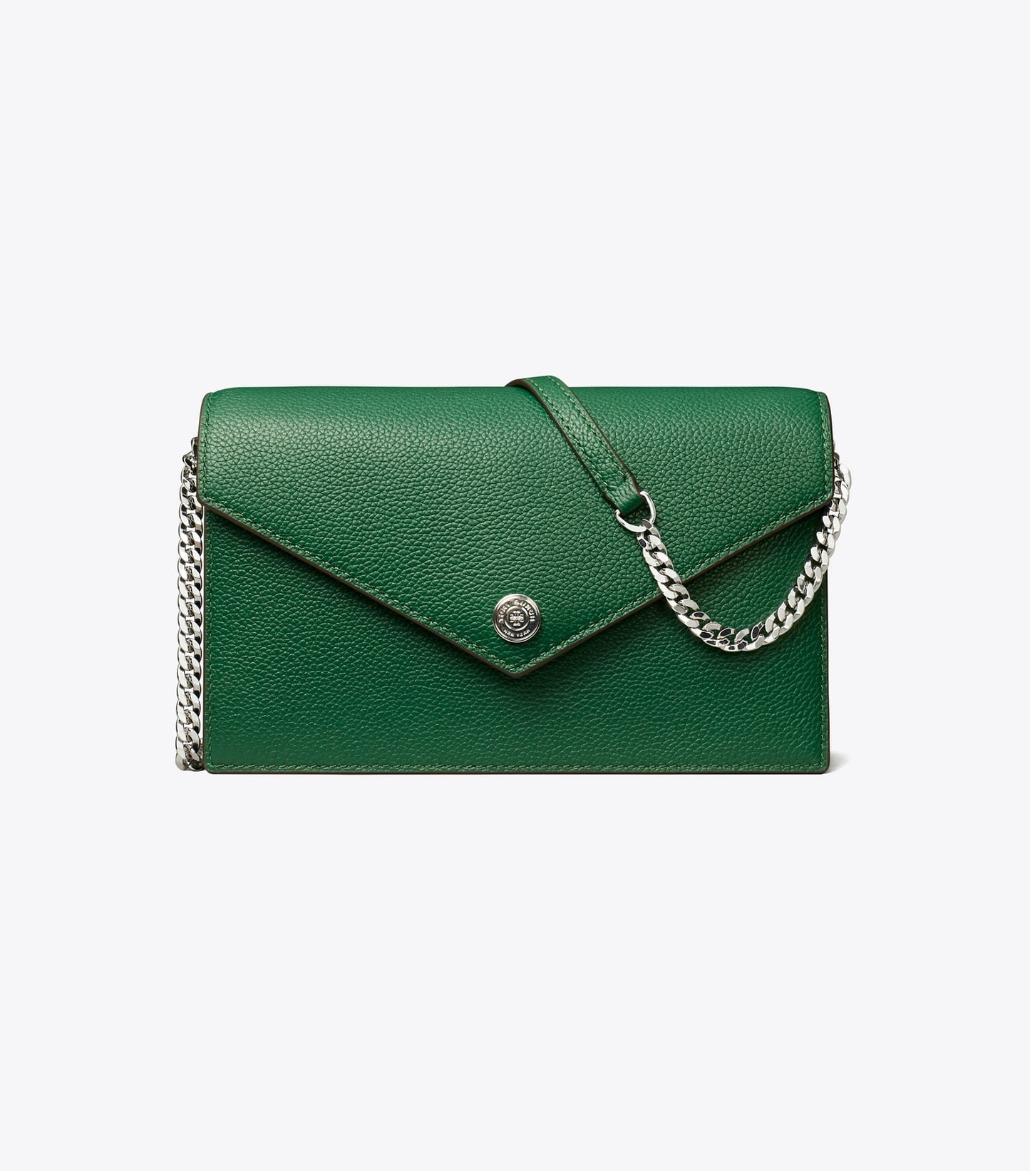 Tory Burch Pebble Envelope Chain Wallet - Dark Kale