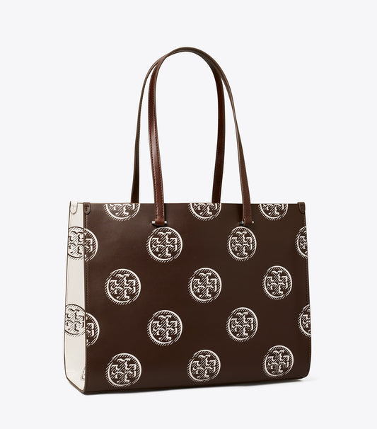 Tory Burch T Monogram Contrast Embossed Tote - Chocolate