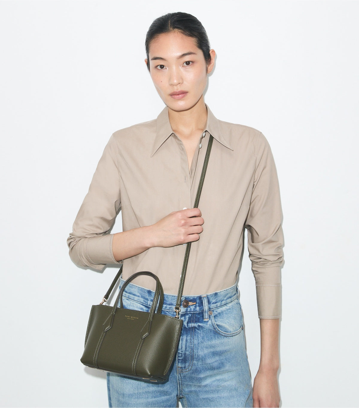Tory Burch Mini Perry Tote - Dark Olive