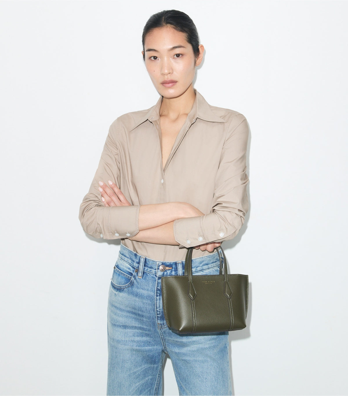 Tory Burch Mini Perry Tote - Dark Olive