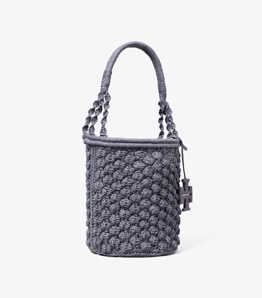 Tory Burch Ella Hand-Crocheted Popcorn Bucket Bag - Gray