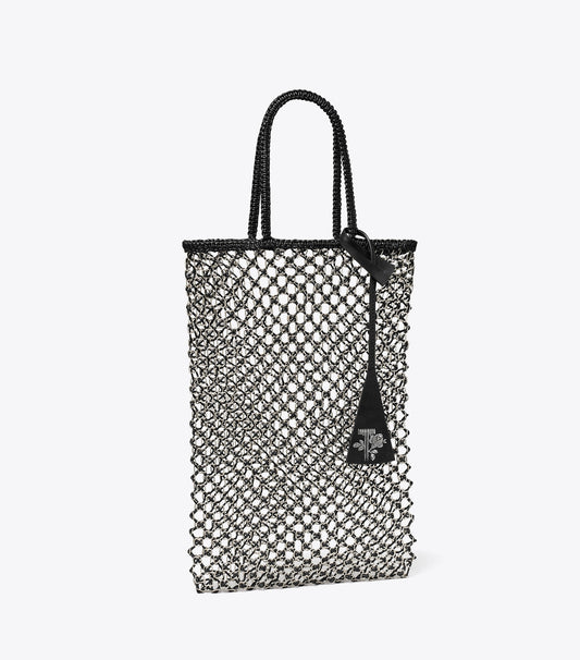 Tory Burch Small Handwoven Chain Mesh Tote - Black / Silver