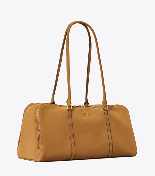 Tory Burch Marshmallow Suede Satchel - Chicory Brown