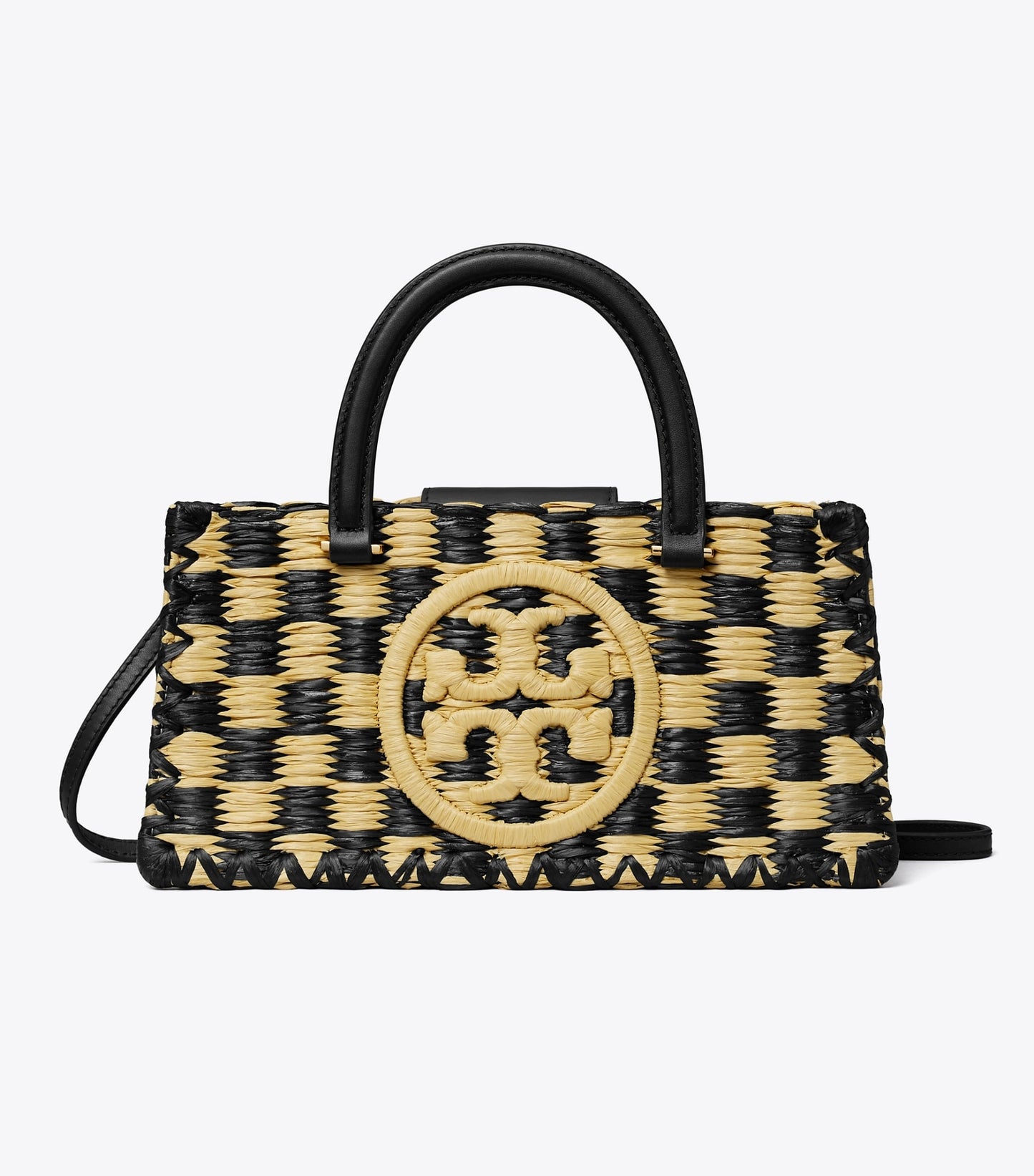 Tory Burch Ella Hand-Crocheted East-West Tote - Black / Natural
