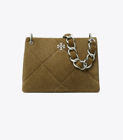 Tory Burch Small Kira Diamond Quilt Suede Shoulder Bag - Deep Olive