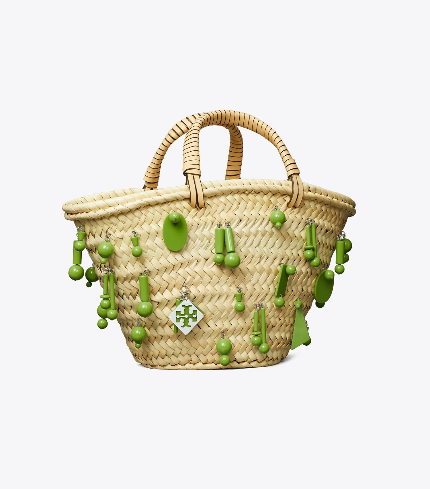 Tory Burch Small Raffia Embroidered Tote - Wild Leaves