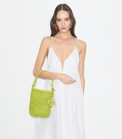 Tory Burch Ella Hand-Crocheted Popcorn Bucket Bag - Citrus Green