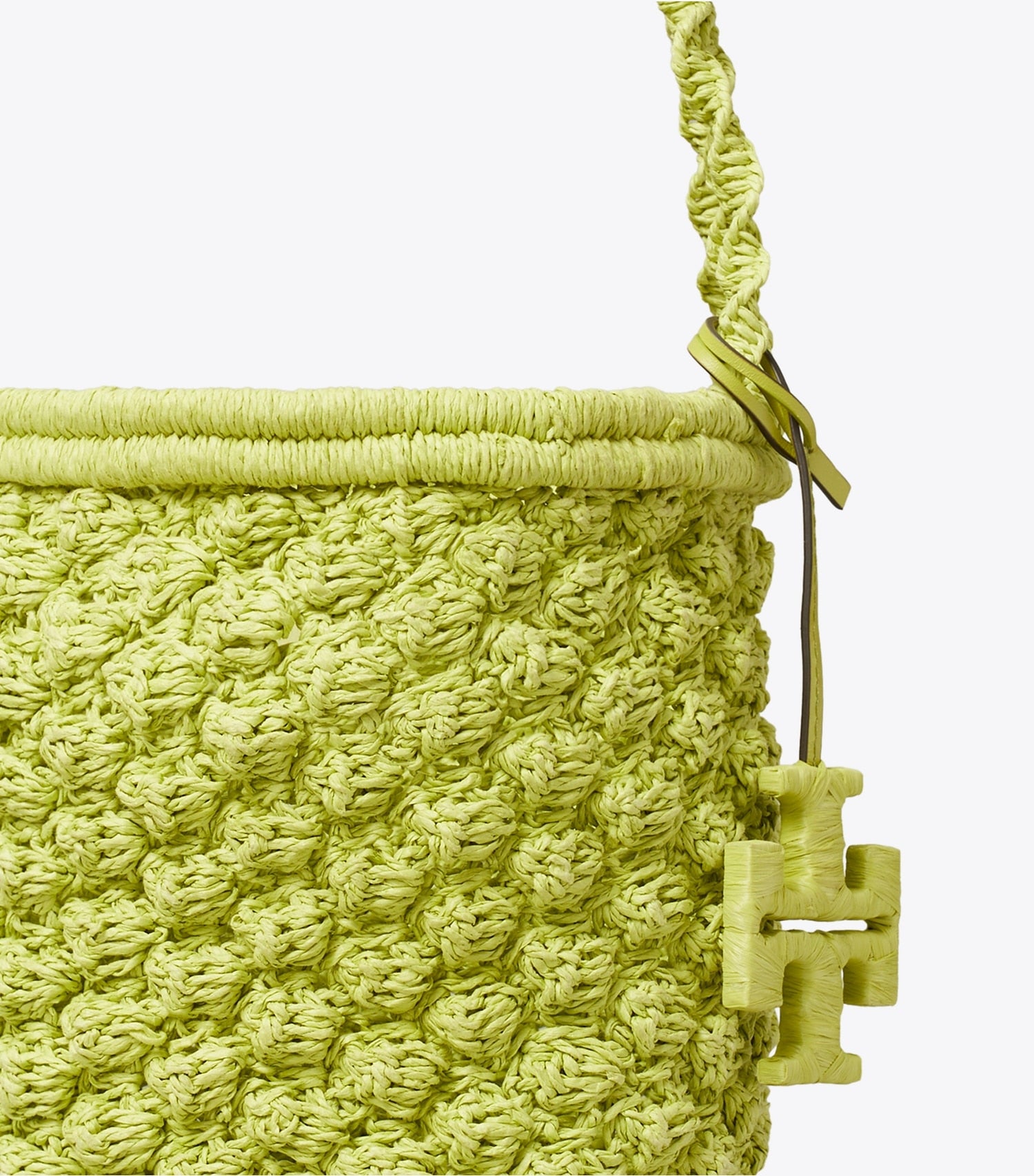 Tory Burch Ella Hand-Crocheted Popcorn Bucket Bag - Citrus Green