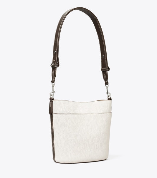 Tory Burch Leather Bucket Bag - Gray Chalk