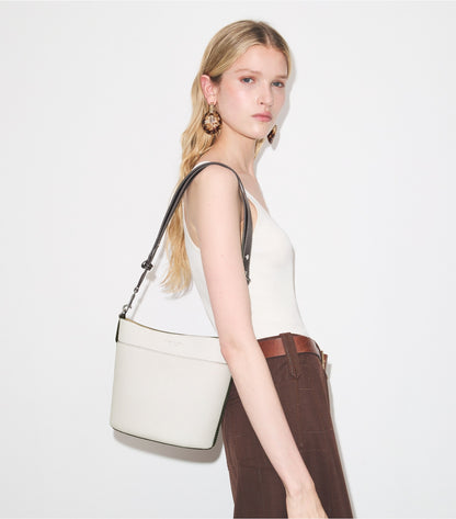 Tory Burch Leather Bucket Bag - Gray Chalk