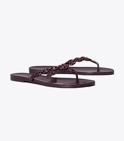 Tory Burch Gemini Link Jelly Flip-Flop - Dark Carmine