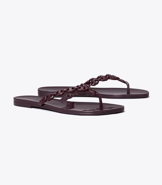 Tory Burch Gemini Link Jelly Flip-Flop - Dark Carmine