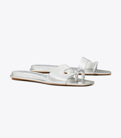 Tory Burch Pierced Slide - Bright Silver / Silver